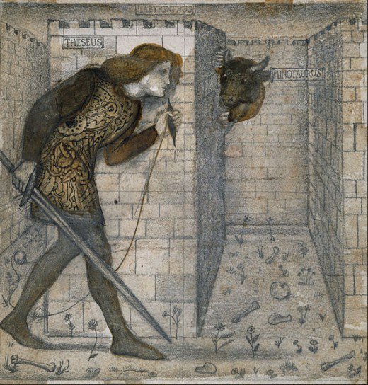 Theseus and the Minotaur in the Labyrinth. Edward Burne-Jones, 1861